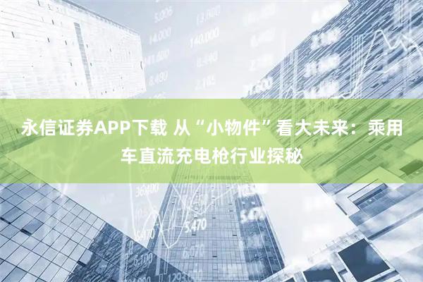 永信证券APP下载 从“小物件”看大未来：乘用车直流充电枪行业探秘